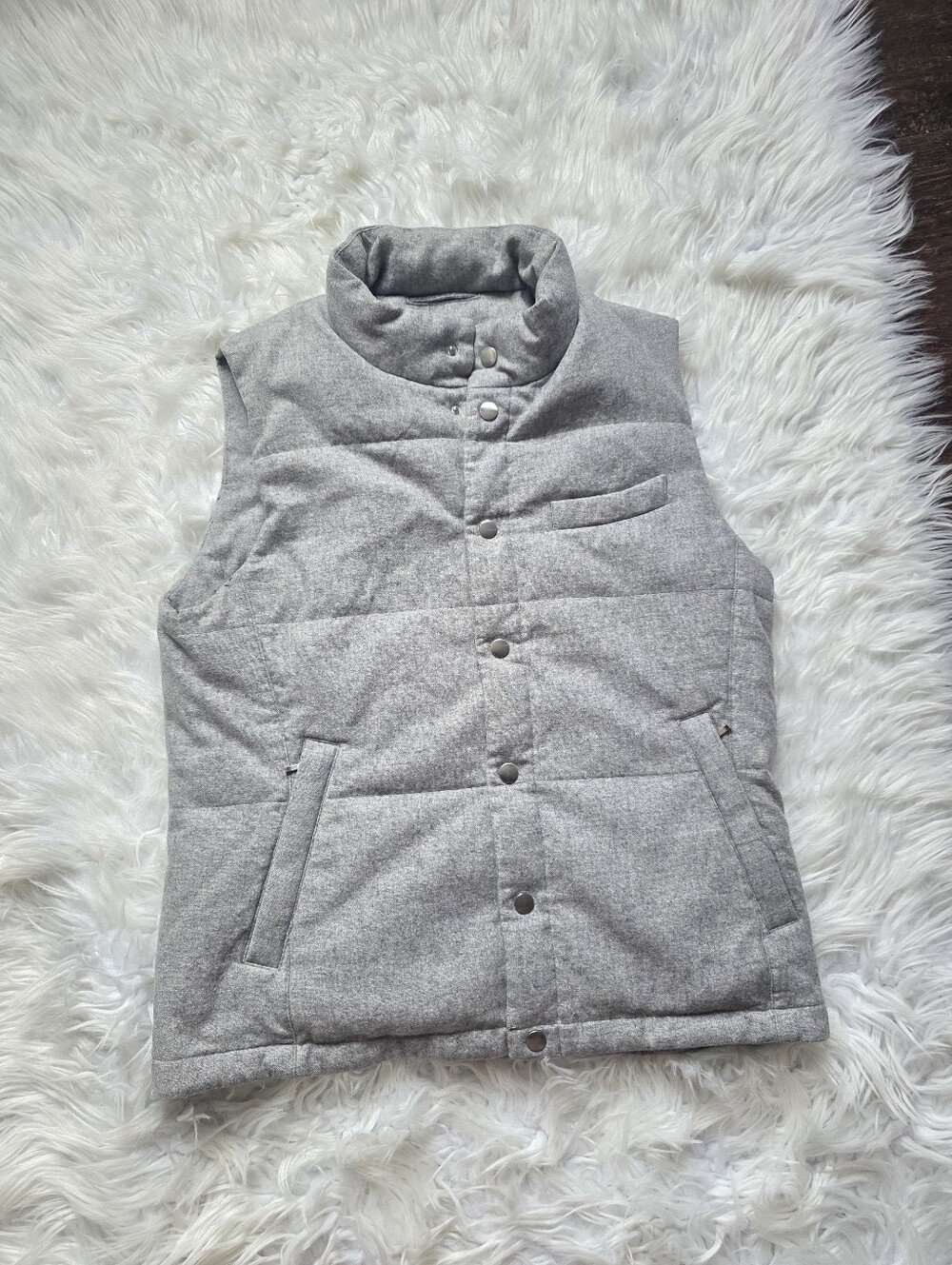 Suitsupply Wool Heather Gray Quilted Puffer Vest